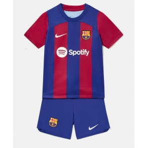 Barcelona kläder Barn 2023-24 Hemmatröja Kortärmad (+ korta byxor)